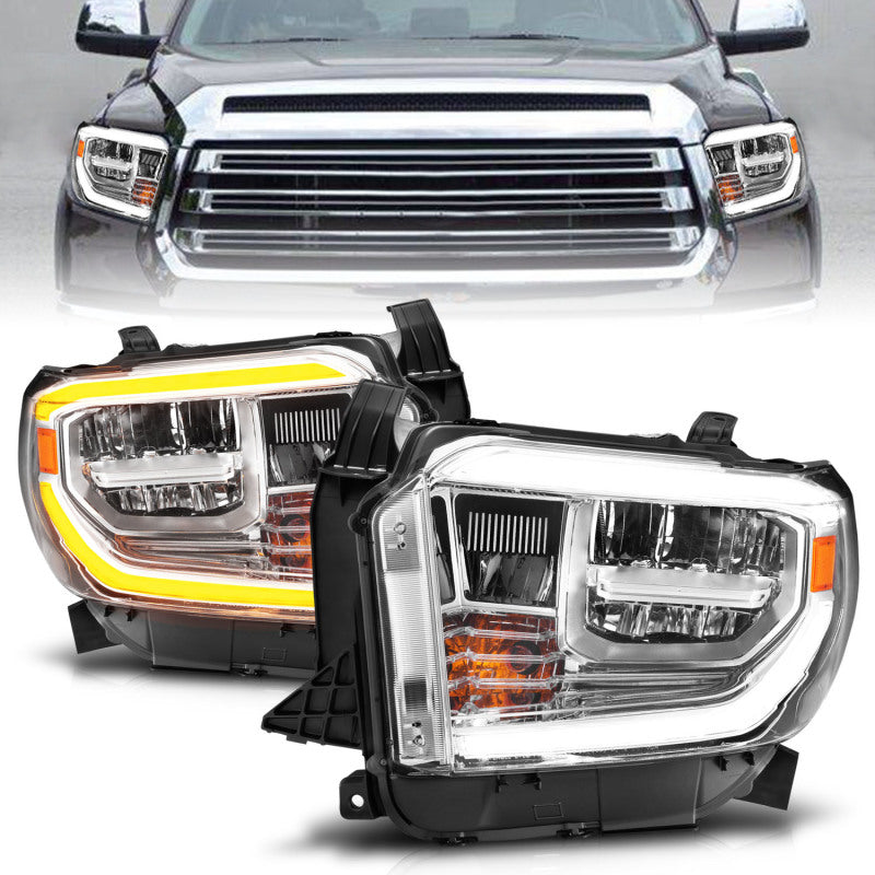 ANZO LED Crystal Headlights w/ Switchback Chrome Housing w/ DRL Toyota Tundra 2014-2017 | 111532