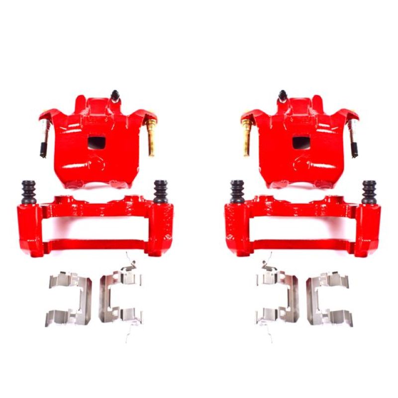 Power Stop Front Red Calipers w/ Brackets Pair Infiniti I35 2002-2004 / Nissan Altima 2002-2006 / Maxima 2002-2003 | S2690