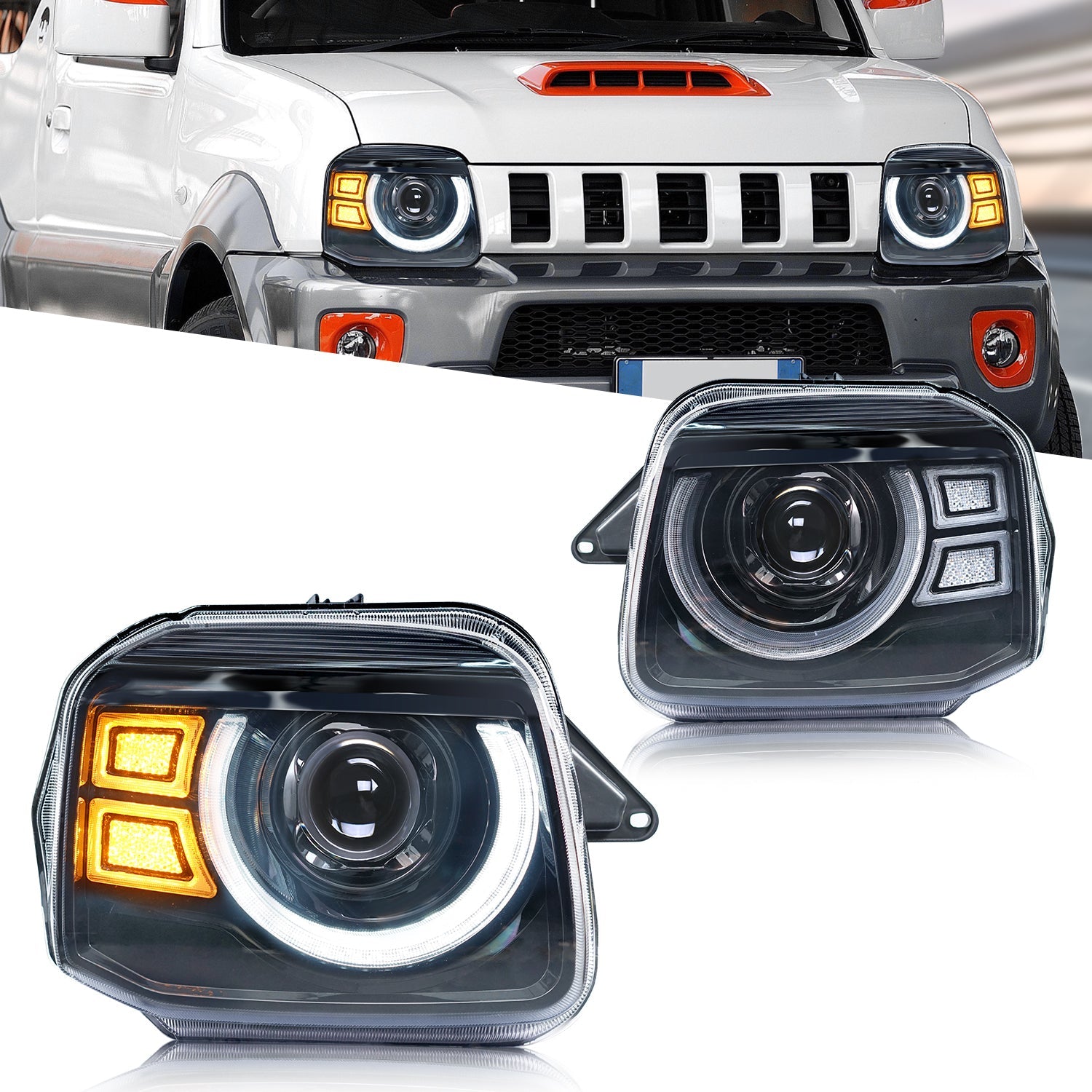 Archaic Archaic LED Projector Headlights Assembly For Suzuki Jimny JB23 1998-2017