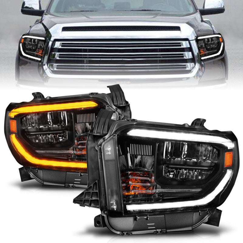 ANZO LED Crystal Headlights w/ Switchback Black Housing w/ DRL Toyota Tundra 2014-2017 | 111531