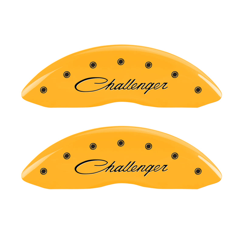MGP 4 Caliper Covers Engraved F & R Cursive/Challenger Yellow Finish Black Char 2006 Dodge Charger