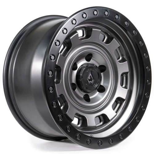Arena Gunner A112 17x9 0 Satin Gunmetal Gray with a Simulated Satin Black Beadlock