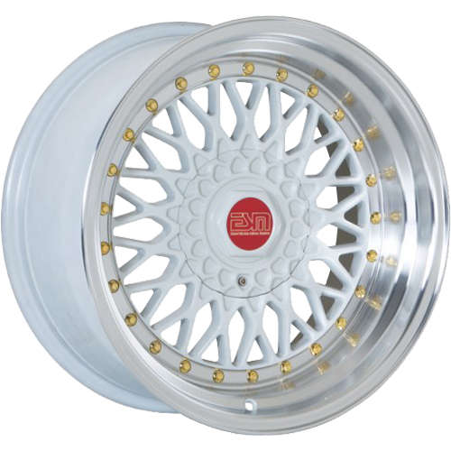 ESM ESM-002R15x7 +15 White with a Machined Lip and Gold Rivets