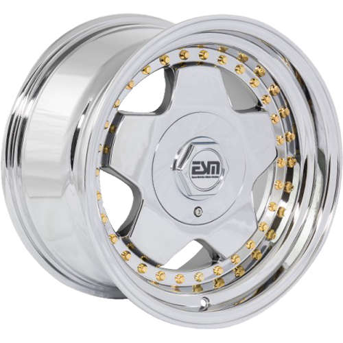 ESM ESM-009R16x9 +15 Platinum Chrome with Gold Rivets