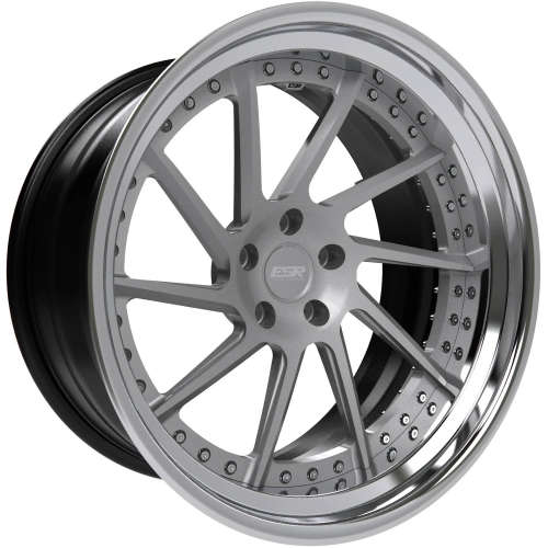ESR Forged Classic ES10 Classic18x9 +35 Matte Gray with a Polished Step Lip and Matte Black Barrel with Exposed Hardware