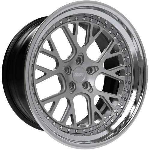 ESR Forged Classic ES11 Classic18x9.5 +25 Matte Gray with a Polished Step Lip and Matte Black Barrel with Exposed Hardware