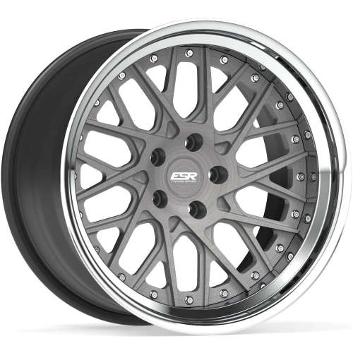 ESR Forged Classic ES13 Classic18x9.5 +20 Brushed Graphite Gray with a Polished Step Lip and Matte Black Barrel with Exposed Hardware
