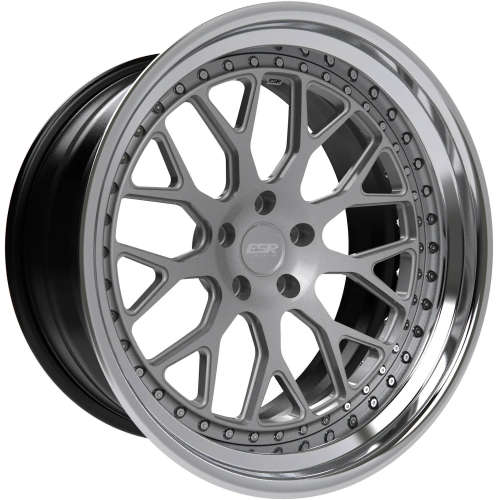 ESR Forged Classic ES1 Classic15x7 +35 Silver with a Polished Step Lip and Matte Black Barrel with Exposed Hardware