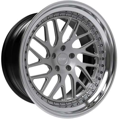 ESR Forged Classic ES1-T Classic17x9 +45 Silver with a Polished Step Lip and Matte Black Barrel with Exposed Hardware