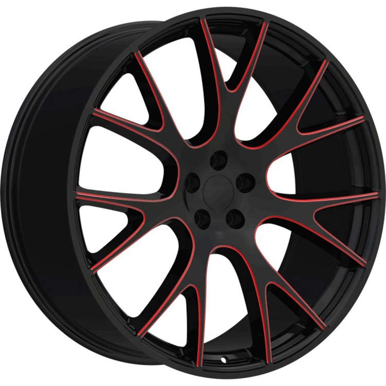 Eclipse Replica 21820x9 +15 Gloss Black with Red Milled Spoke Edges