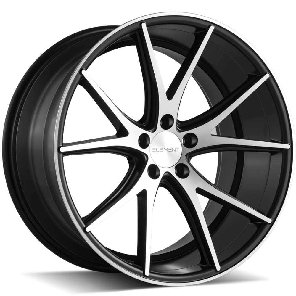 Element EL3620x9 +20 Black with Machined Spoke Faces and Outer Lip Ring