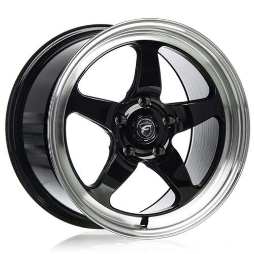 Forgestar D5 Drag17x5 -19 Gloss Black with a Machined Stainless Steel Lip