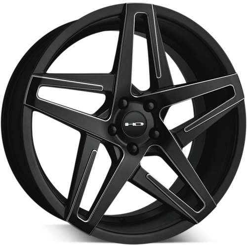 HD Hairpin18x8 +35 Satin Black with Milled Spoke Edges