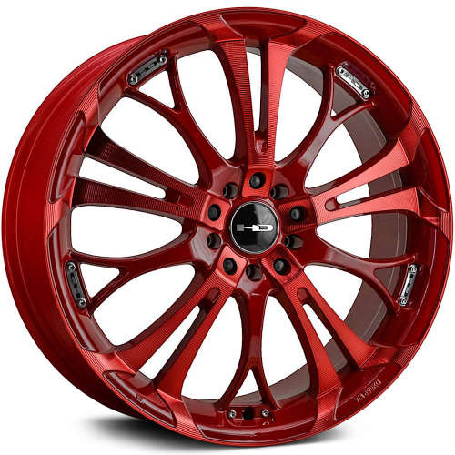 HD Spinout18x7.5 +40 Gloss Red with Sonic Machined Spoke Faces and a Red Clear Coat