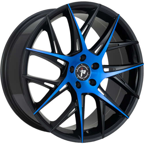 Impact Racing 603 603BMBF 20x8.5 +35 Gloss Black with Blue Machined Spoke Faces