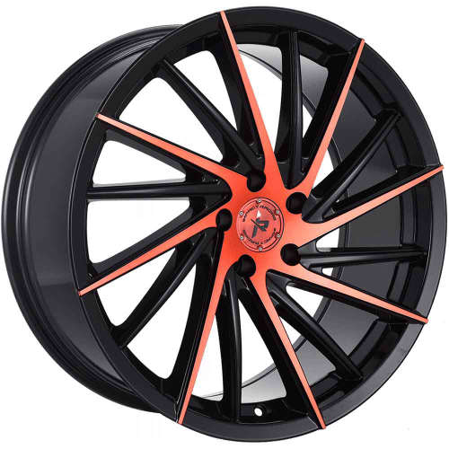 Impact Racing 608 608BMRF 22x9 +38 Gloss Black with Red Machined Spoke Faces