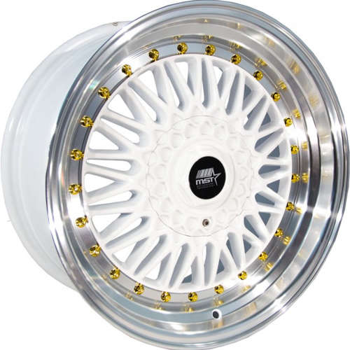 MST MT1317x8.5 +30 White with a Machined Lip and Gold Rivets