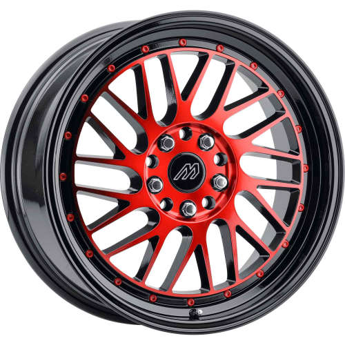 Mach MP4218x8 +35 Gloss Black with Red Machined Spoke Faces