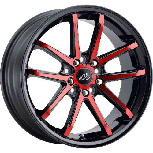 Mach MP5818x8 +42 Gloss Black with Red Machined Spoke Faces