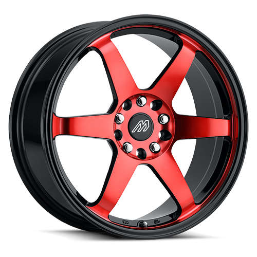 Mach MP6018x8 +35 Gloss Black with Red Machined Spoke Faces