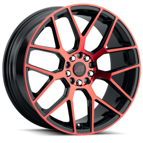 Mach MP7417x7.5 +35 Gloss Black with Red Machined Spoke Faces