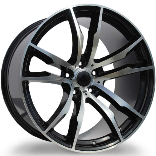 Marquee Replica R670720x10 +45 Gloss Black with Machined Spoke Faces and Outer Lip