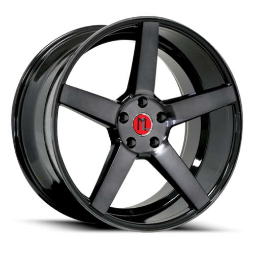 Modern Luxury ML-1 20x10 +45 Gloss Black with Machined Spoke Faces and Dark Tint