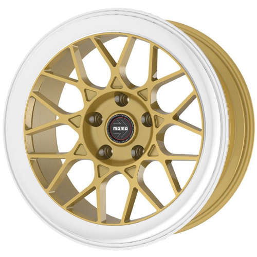 Momo RF Series Ferrara19x10 +25 Gold with a Polished Outer Lip