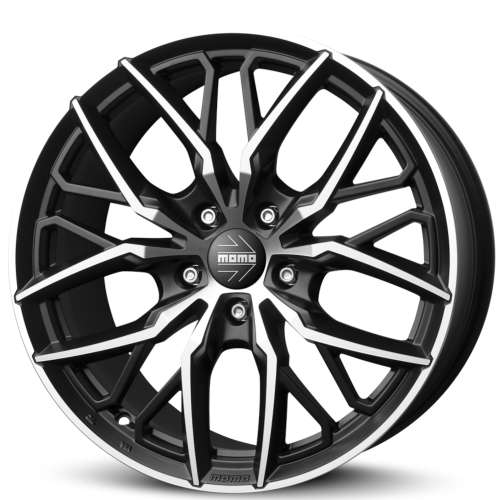 Momo Spider19x8.5 +45 Satin Black with Machined Spoke Faces and Outer Lip