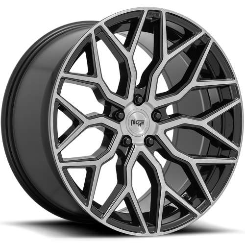 Niche Mazzanti M262 19x8.5 +25 Gloss Black with a Brushed Face and Dark Tint