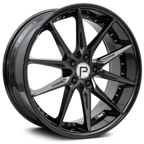 Pinnacle Enzo P218 20x8.5 +35 Gloss Black with Machined Spoke Faces and a Black Tint