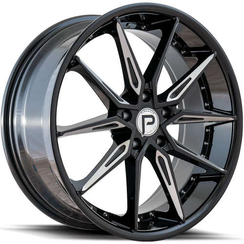 Pinnacle Enzo P218 20x8.5 +35 Gloss Black with Milled Spoke Accents