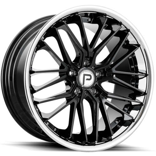 Pinnacle Legacy P214 22x9 +35 Gloss Black with a Chrome Stainless Steel Lip