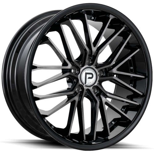 Pinnacle Legacy P214 20x8.5 +35 Gunmetal with a Gloss Black Lip