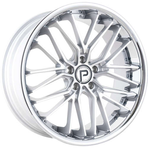 Pinnacle Legacy P214 20x8.5 +35 Silver with Machined Spoke Faces and a Chrome Stainless Steel Lip