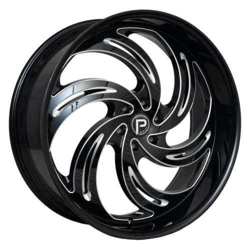 Pinnacle Phoenix P300 24x10 +24 Gloss Black with Milled Spoke Edges
