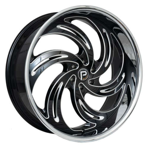 Pinnacle Phoenix P300 24x10 +24 Gloss Black with Milled Spoke Edges and Stainless Steel Lip