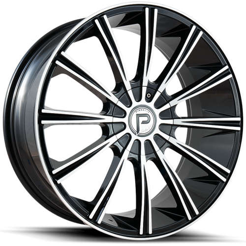 Pinnacle Slick P308 18x7.5 +35 Gloss Black with Machined Spoke Faces and Outer Lip
