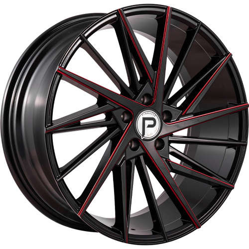 Pinnacle Snazzy P208 20x8.5 +15 Gloss Black with Red Milled Spoke Accents