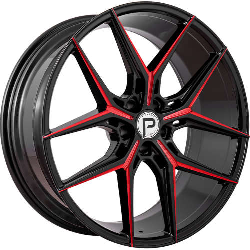 Pinnacle Splendent P204 22x9 +15 Gloss Black with Red Milled Spoke Accents
