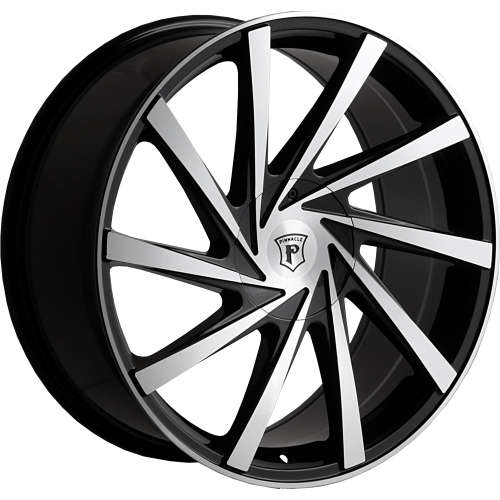 Pinnacle Turbina P90 20x8.5 +35 Gloss Black with Machined Spoke Faces and Lip Ring