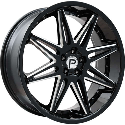 Pinnacle Vibe P200 22x9 +15 Gloss Black with Milled Spoke Windows
