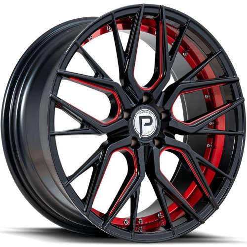 Pinnacle Zenith P312 20x8.5 +35 Gloss Black with Red Milled Spoke Accents and a Red Machined Undercut