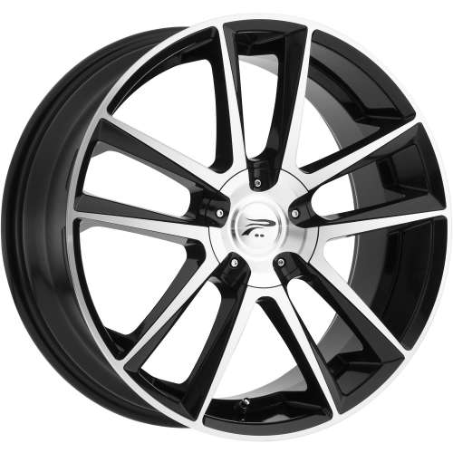 Platinum Gemini 436 16x7 +40 Gloss Black with Machined Spoke Faces and Outer Lip