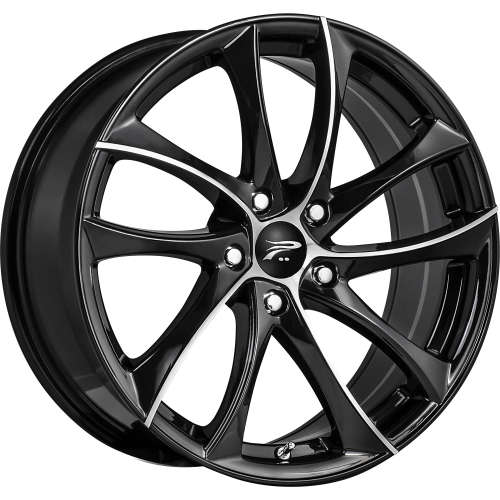 Platinum Gyro 438 16x7 +40 Gloss Black with Diamond Cut Machined Spoke Accents