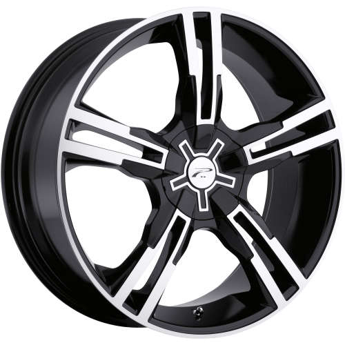 Platinum Saber 292 16x7 +42 Black with Diamond Cut Spoke Faces and Outer Lip