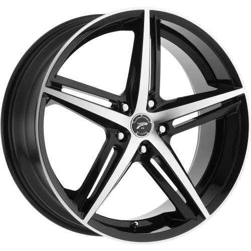 Platinum Smooth Trip 440 17x8 +40 Gloss Black with Machined Spoke Faces and Outer Lip