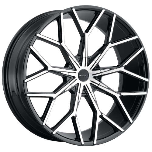 Privelux PL1922x9.5 +15 Gloss Black with Machined Spoke Faces