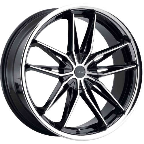 Privelux PL422x9 +38 Gloss Black with Machined Spoke Faces and a Stainless Steel Lip
