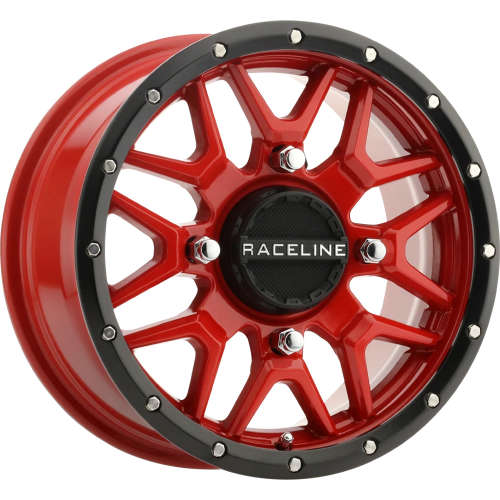 Raceline Krank A94R 14x7 +10 Red with a Black Simulated Beadlock